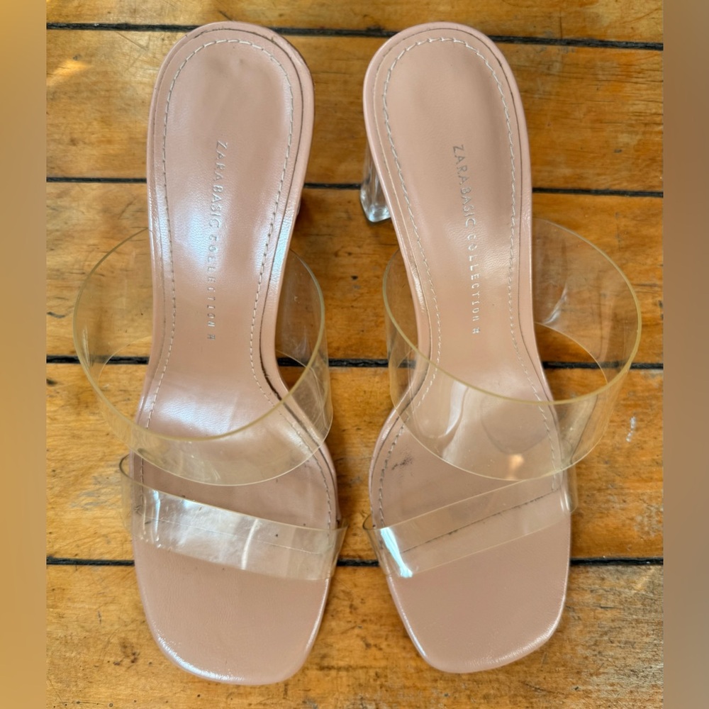 Zara Nude Heels with Clear Straps